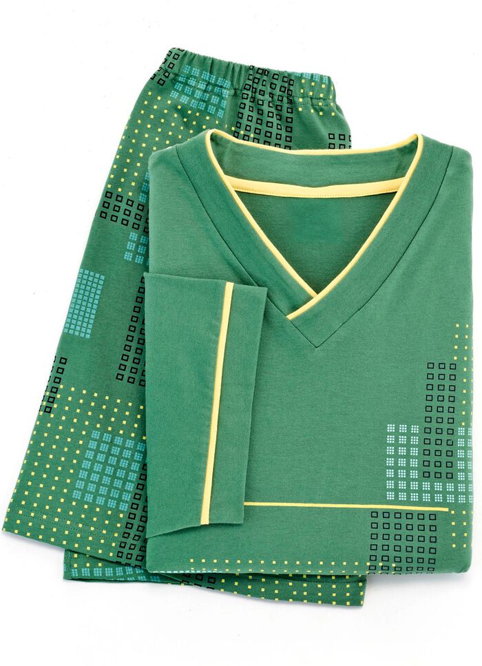 Shorty med V-ringning och tryckt motiv 