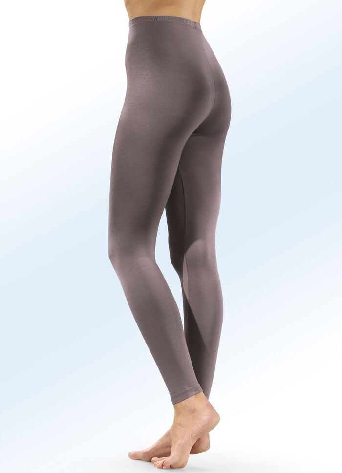 Tvåpack leggings i bekväm mikrofiber 1X TAUPE, 1X MARINBLÅ