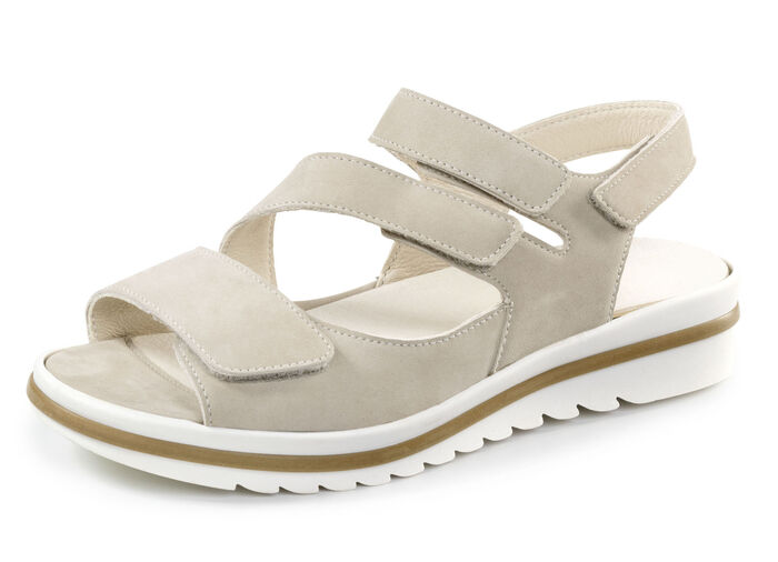 Ranger-sandal med avtagbar fotbädd i läder BEIGE