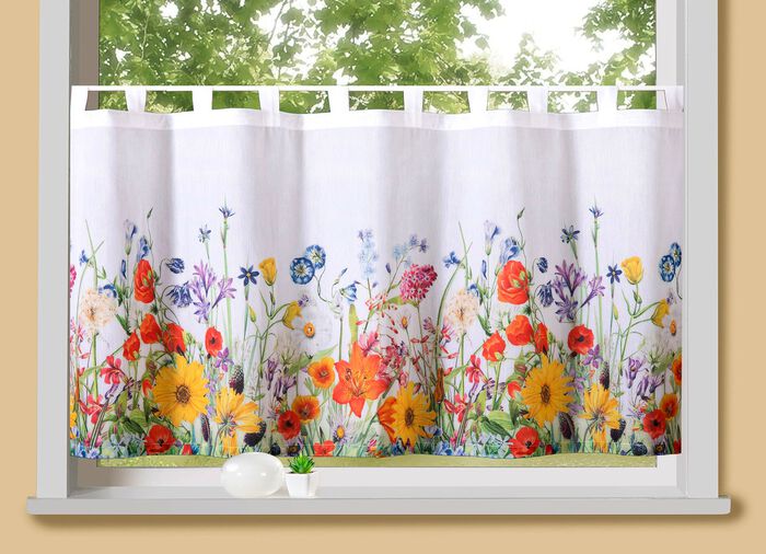 Korta persienner med vallmomotiv 