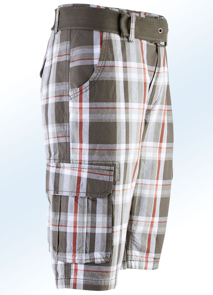 Bermudashorts med bälte och cargofickor i 2 färger OLIV-VIT