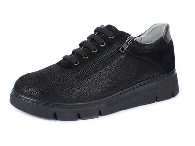 Bekv&auml;ma sneakers, bredlek H med dragkedja p&aring; sidan 