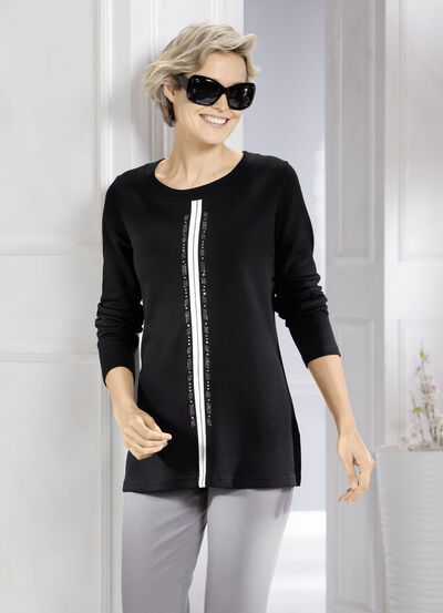 Sweatshirt med kontrastf&auml;rgat band 