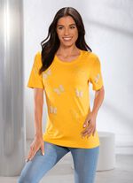 Skjorta med intressant p&auml;rl- och strassdekor i 2 f&auml;rger 