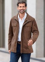 L&auml;derjacka med br&ouml;stfickor 