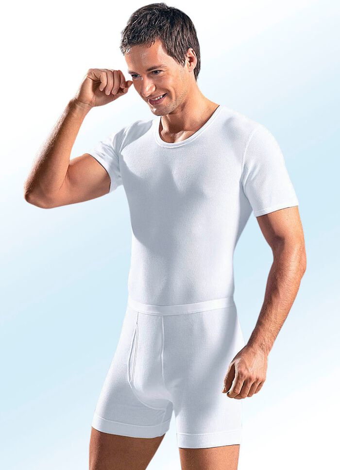 Schiesser dubbelribbad pulloverjacka, vit 