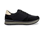 Remonte, trendiga damsneakers, vidd G, med uttagbar fotb&auml;dd SVART-GULD