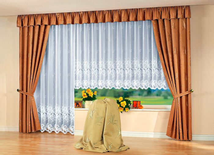 &Ouml;vergardinssats med universellt skenband BRUN