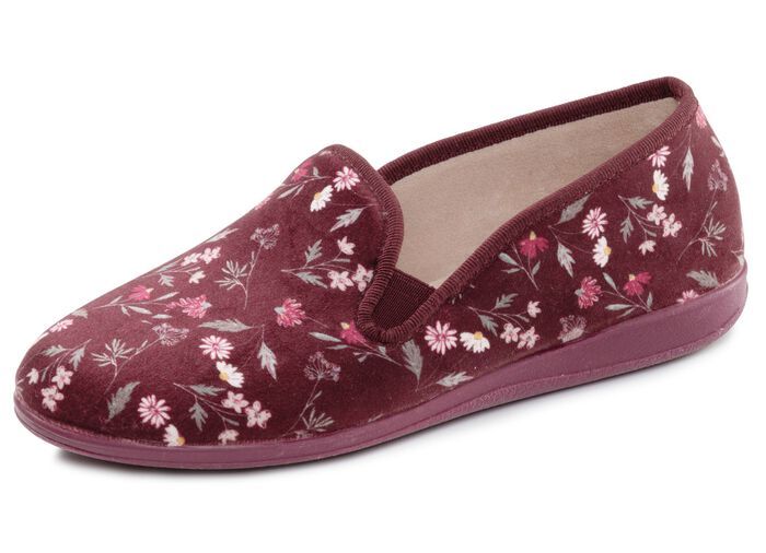 Klassiska damtofflor med res&aring;rband BORDEAUX