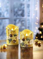 LED &auml;kta vaxljus, set om 2 GULD