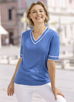 Tröja i mycket mjuk kvalitet JEANSBLÅ-VIT