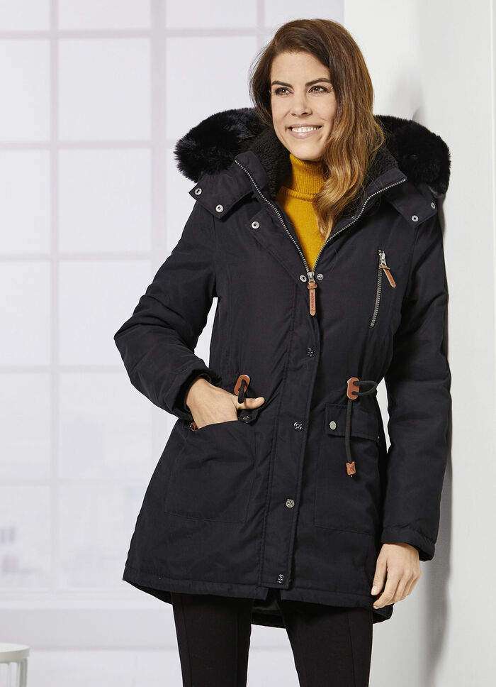 Parka med plyschfoder i huvan 