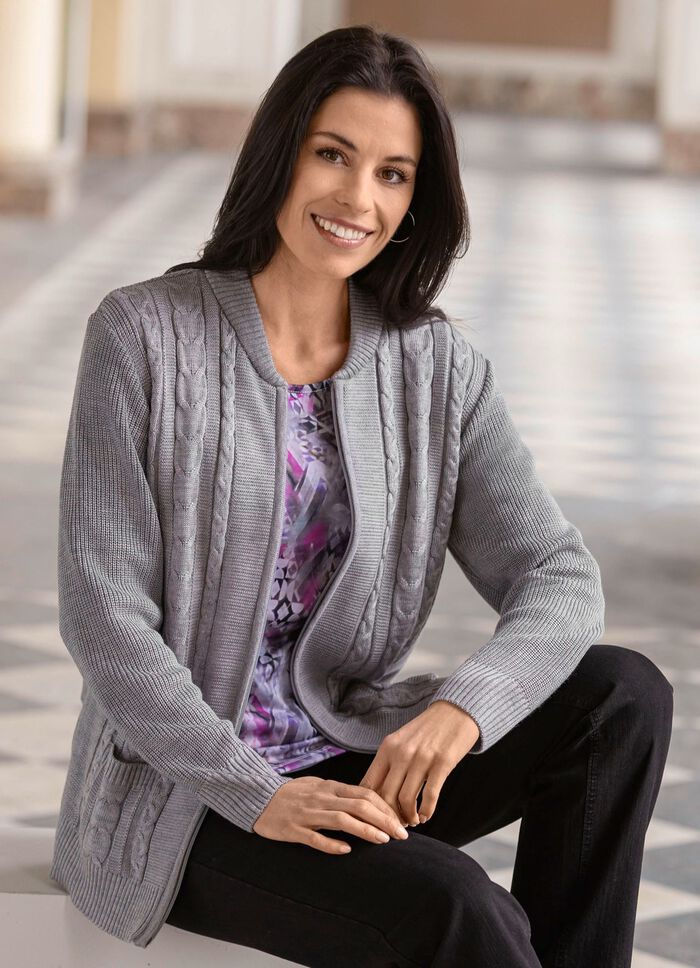 Kofta med dekorativ texturblandning 