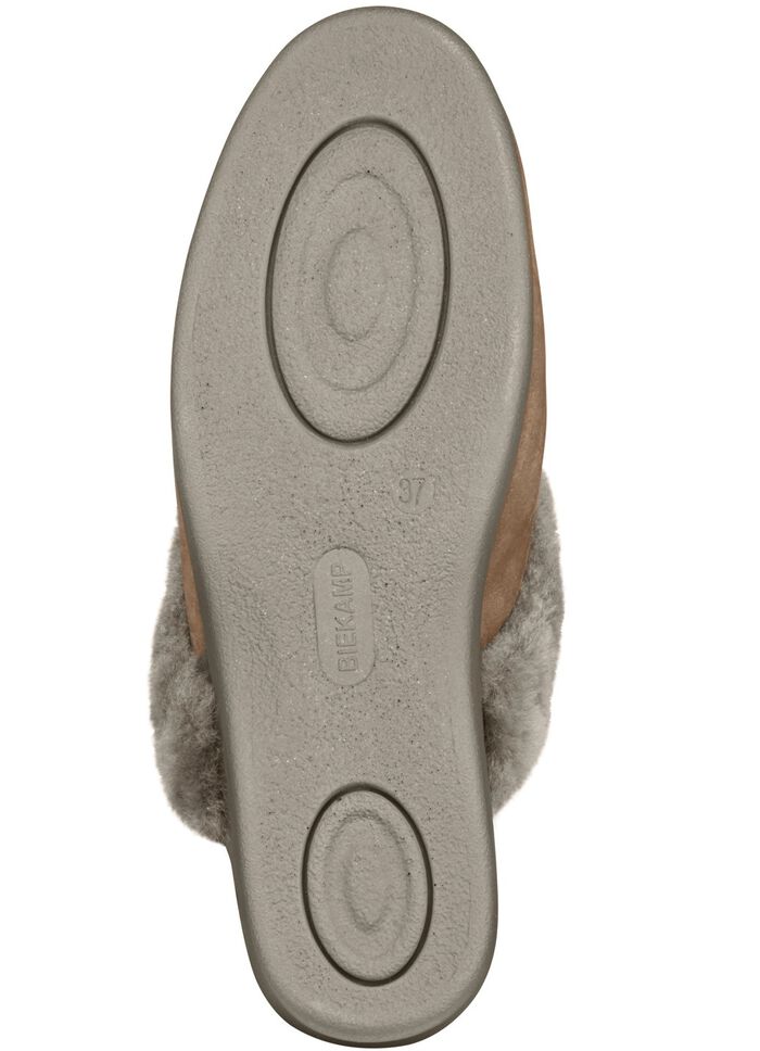 ELENA EDEN tofflor med &auml;kta lammskinnsfoder TAUPE