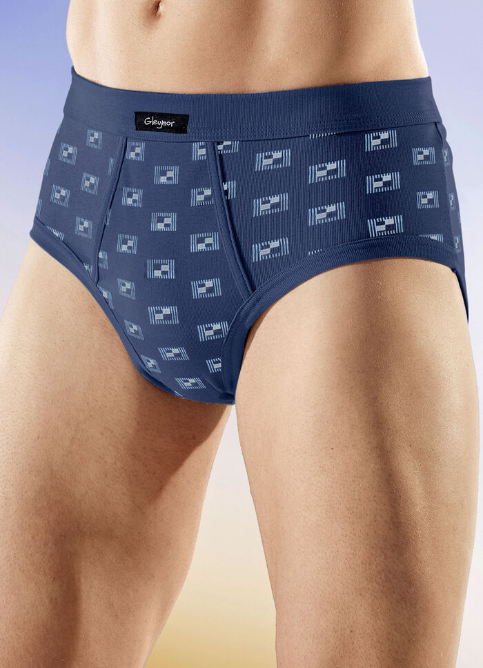 Finribbade kalsonger i sexpack med gylf, m&ouml;nstrade 