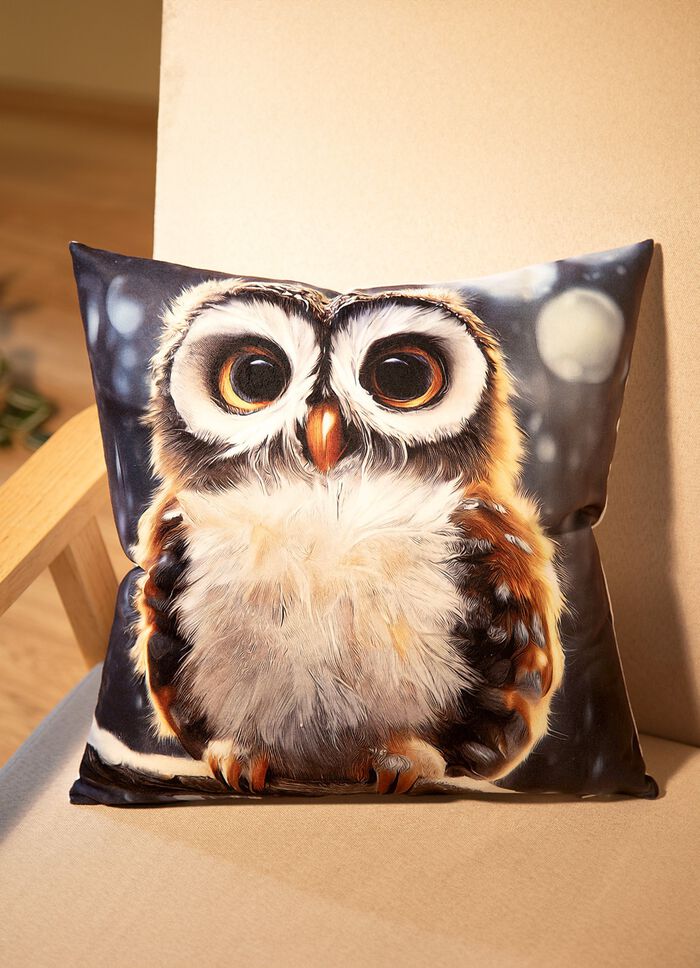 Kuddfodral i sammetslook med ugglemotiv 