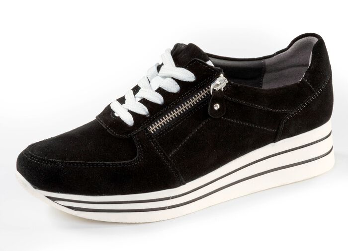 ELENA EDEN, bekv&auml;ma damsneakers, vidd G, med uttagbar fotb&auml;dd SVART