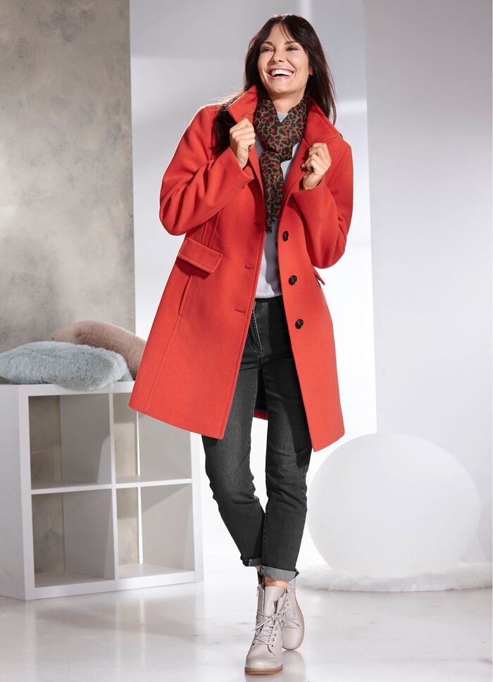 Kort kappa med s&ouml;mfickor TEGELR&Ouml;D