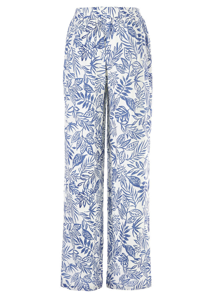 Byxor i moderiktig bredd ECRU-BLAU