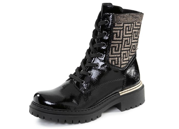 Rieker, snygga damst&ouml;vlar, vinterskor, med dragkedja SVART-GULD