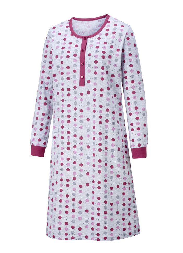 Två-pack nattskjortor, lång ärm med knappslå och muddar FUCHSIA/LILAC