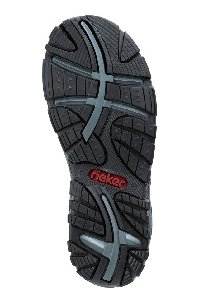 Rieker, sportiga damsandaler, med tv&aring; kardborreband SVART