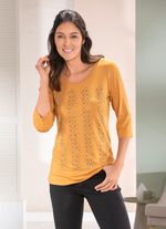 Skjorta med kontrasterande dekorpaneler i 2 f&auml;rger MAJSGULT