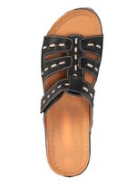 ELENA EDEN mulor gjorda av nappal&auml;der med kontrasterande detaljer SVART