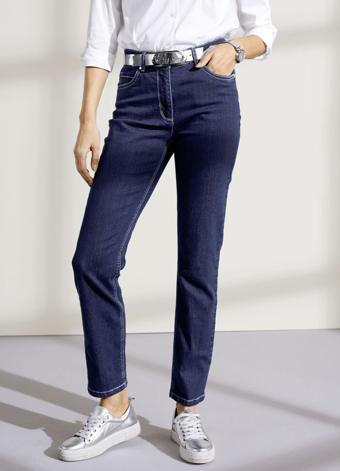 Jeans i 5-ficksmodell MÖRKBLÅ
