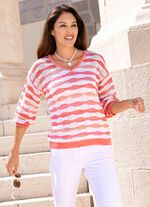 tr&ouml;ja med randig design VIT-HUMMER-BEIGE MELERAD