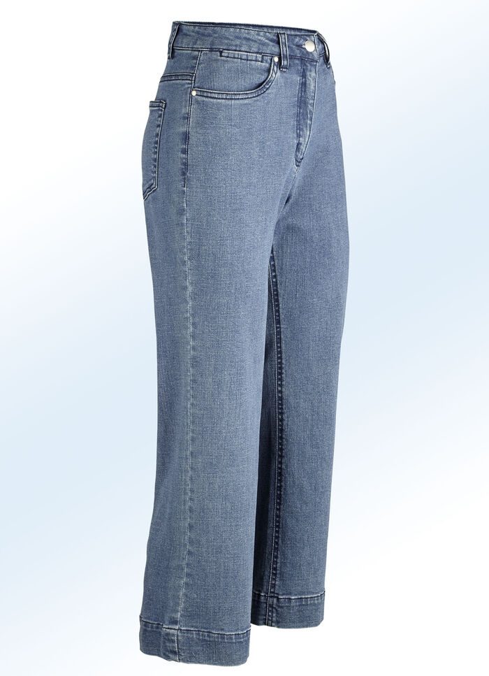 Jeans culottes i 5-ficksform JEANS BLÅ