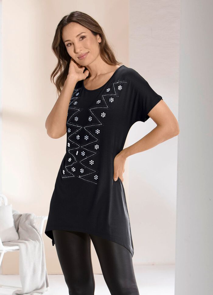 Lång skjorta med nedsänkta axlar SVART