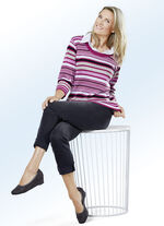 Bluströja i 2 färger med randig design FUCHSIA-MULTIFÄRG