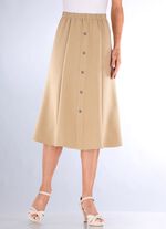 Kjol med dekorativ knappsl&aring; 