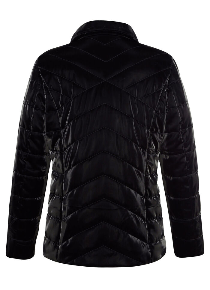 Quiltad jacka i metallic-look 