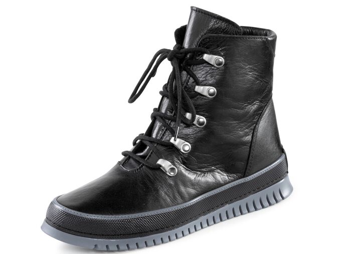 Tvillingskosko med sn&ouml;rning av mjukt nappal&auml;der SVART