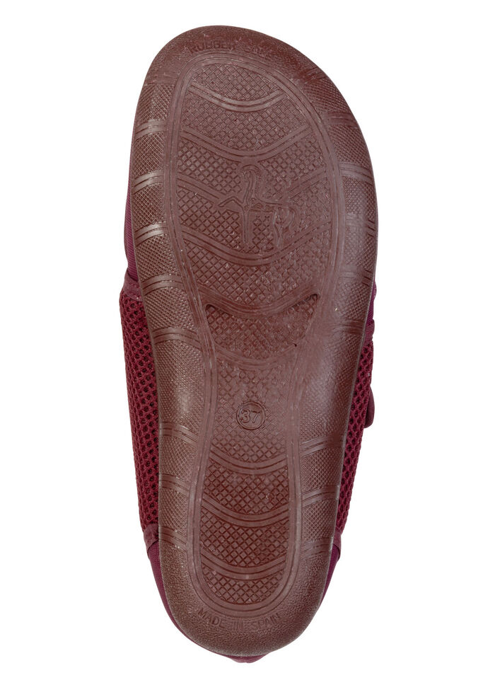 Bekväma damskor med kardborreband, bredd H, tillverkade av mesh och textilmaterial BORDEAUX