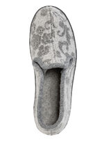 Blommig tryckt toffel av ullfilt GRÅ