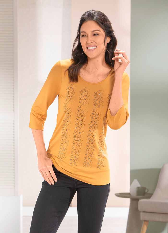 Skjorta med kontrasterande dekorpaneler i 2 f&auml;rger 