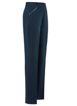 Byxor med silverf&auml;rgad kontrastpaspel 