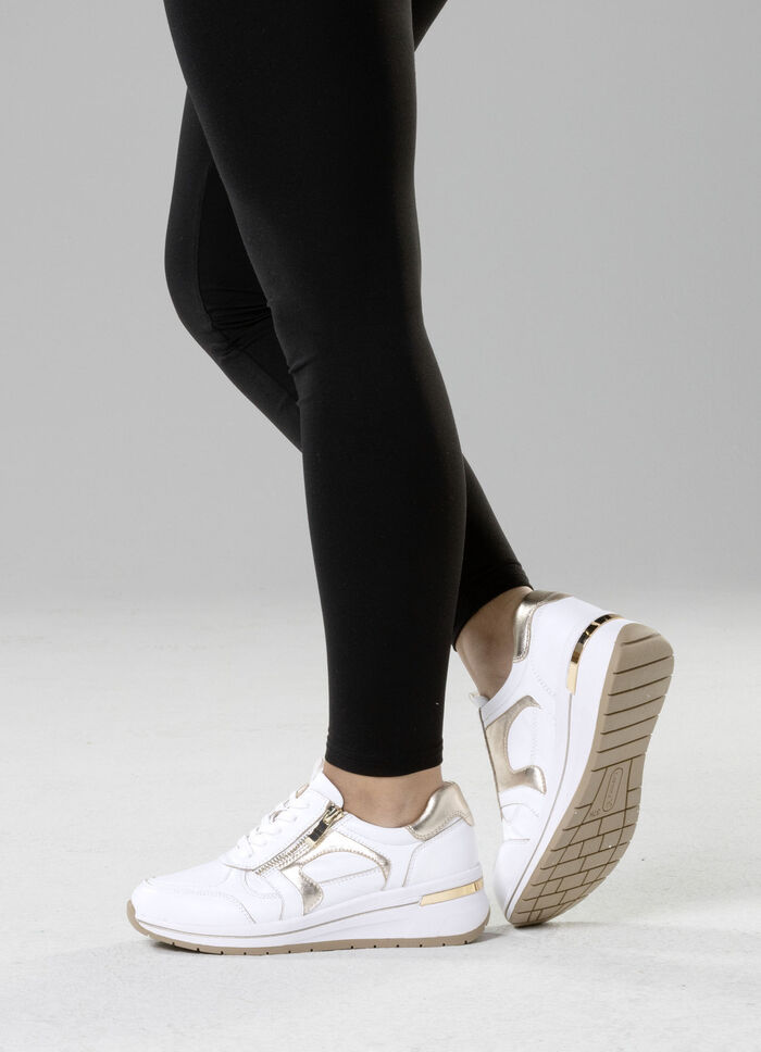 ELENA EDEN, snygga damsneakers, vidd H, med uttagbar fotbädd VITGULD
