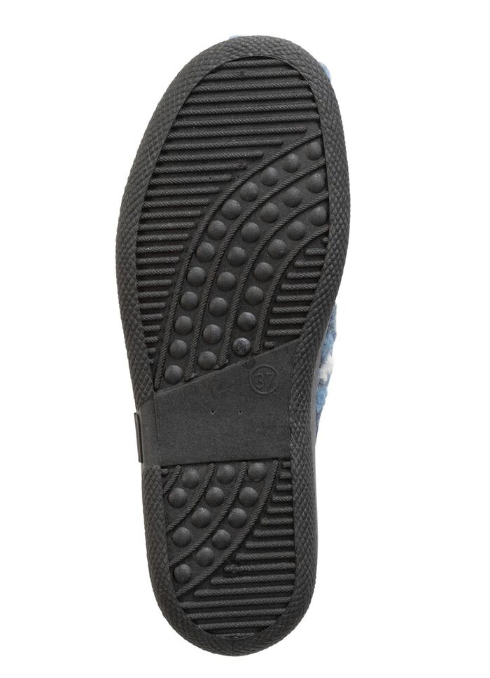 Tofflor med blomm&ouml;nster JEANS-ECRU