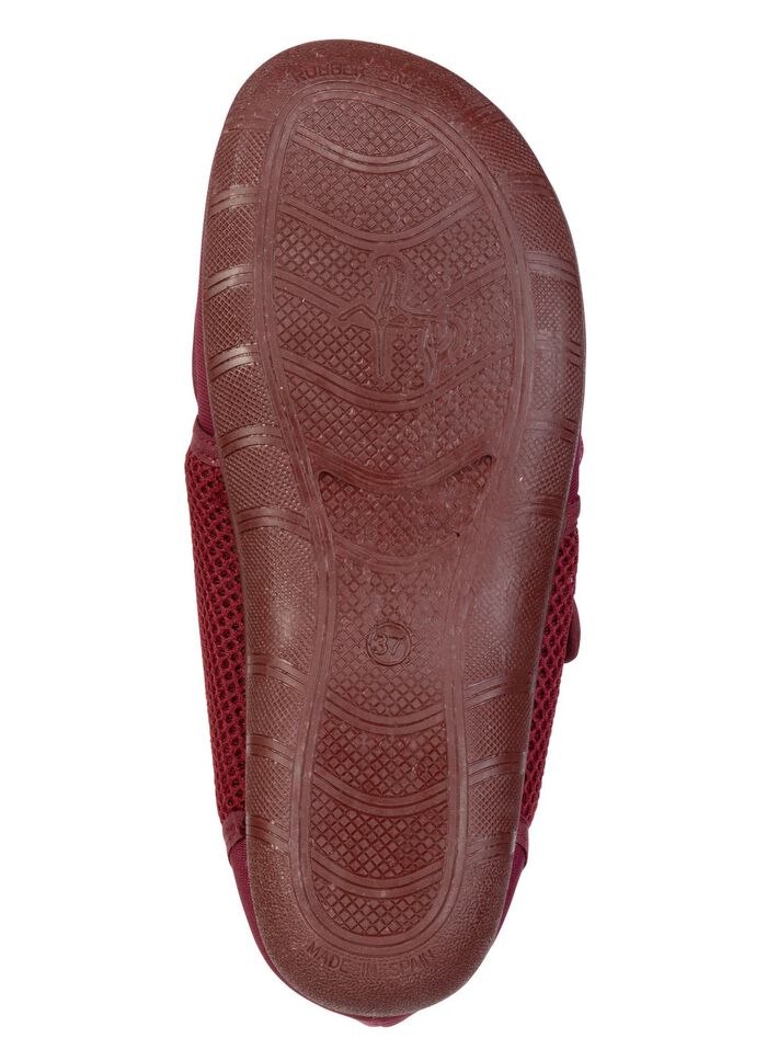 Bekv&auml;ma damskor med kardborreband, bredd H, tillverkade av mesh och textilmaterial BORDEAUX