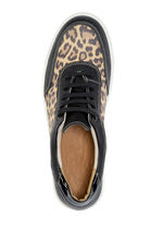 ELENA EDEN snörskor med konjaksfärgat leotryck SVART