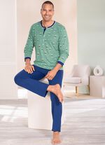 Pyjamas med l&aring;ng knappsl&aring; och &ouml;ppna kanter 