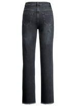 Jeans med trendig fransad fåll SVART