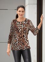 Skjorta med trendig djurp&auml;lsdesign BEIGE-SVART-ECRU