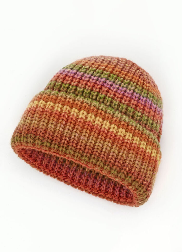 Grobstrick-Mütze i intressanta Dessin MULTICOLOR