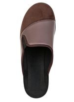 Bekv&auml;ma herrtofflor, bredd H, med res&aring;rband BRAUN