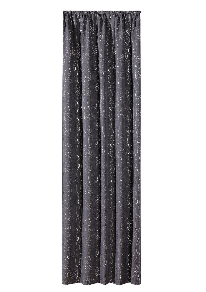 Gardin med vacker rosdesign GR&Aring;-SILVER